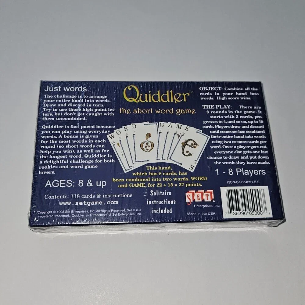 NEW Quiddler Short Word Game Cards Instructions FACTORY SEALED